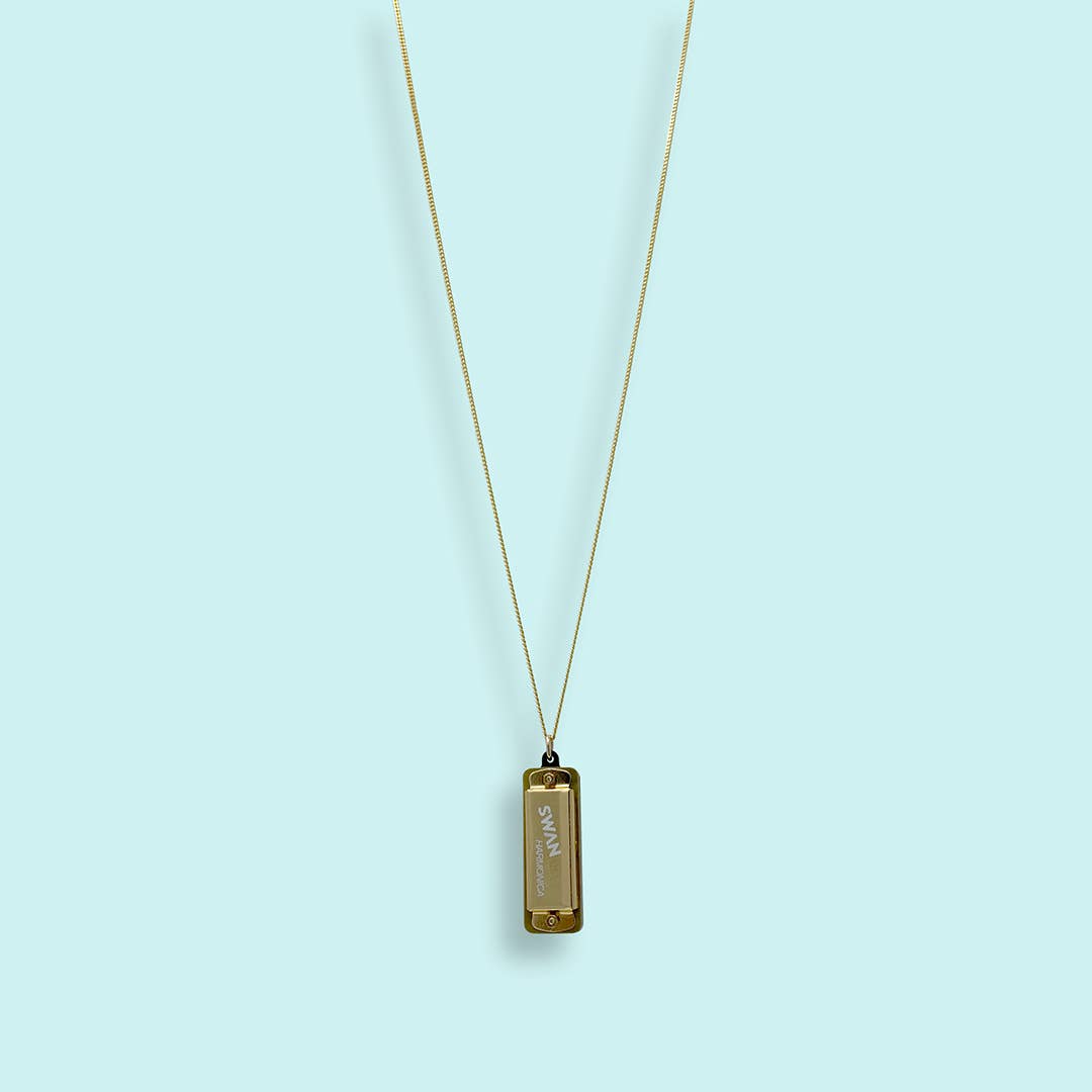 Gold Harmonica Necklace