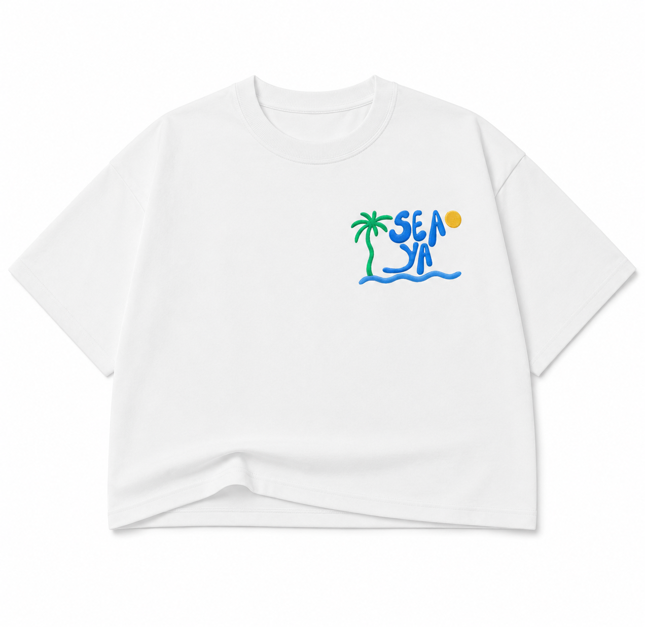 Sea Ya Embroidered Boxy Crop Tee
