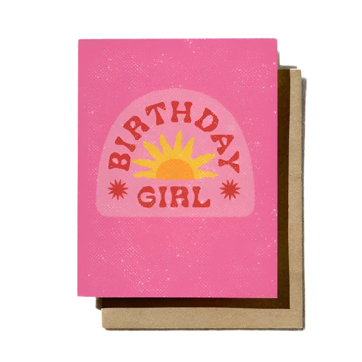 Pink Sun Birthday Girl Card