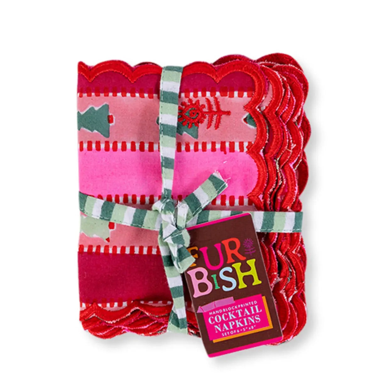 Snowwood Stripe Cocktail Napkins s/6