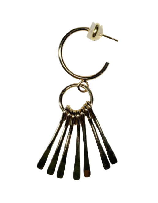 Gold Hammered Dangle Hoops