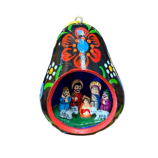 Nativity Gourd Ornament