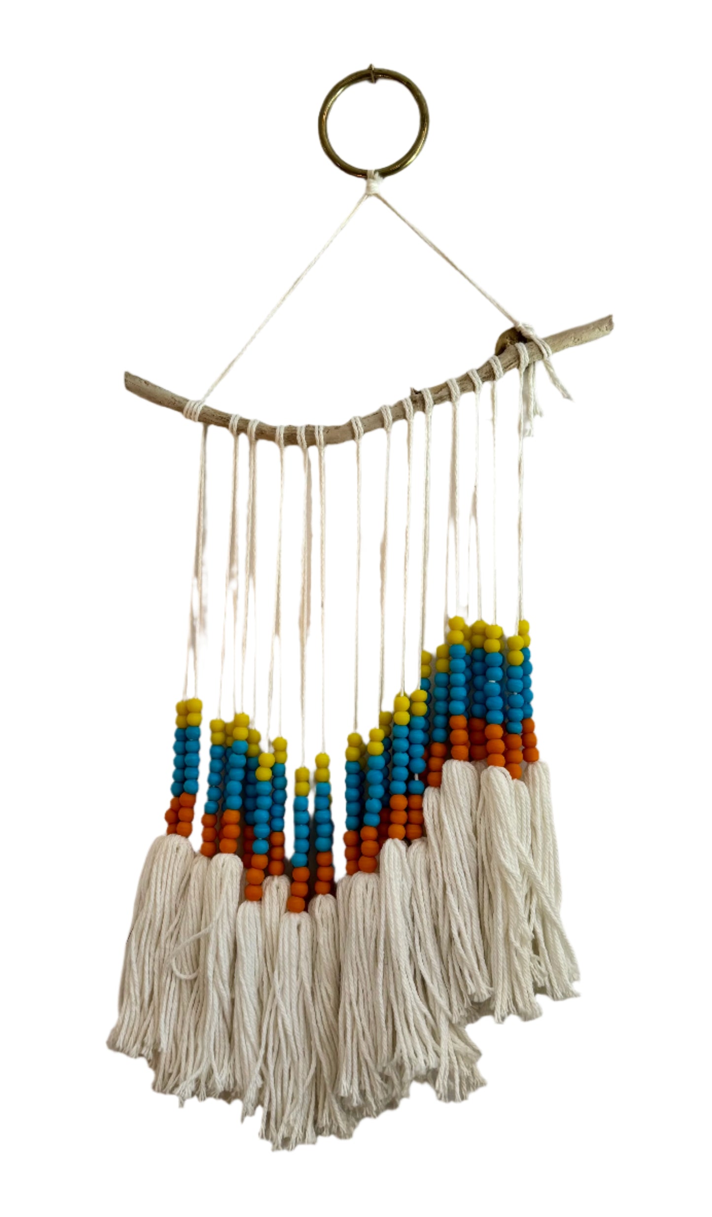 Aqua + Orange Beaded Wall Hanging