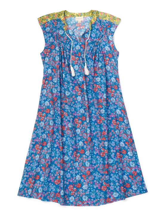 Laurie Kaftan - Larger Floral Blue Ashes