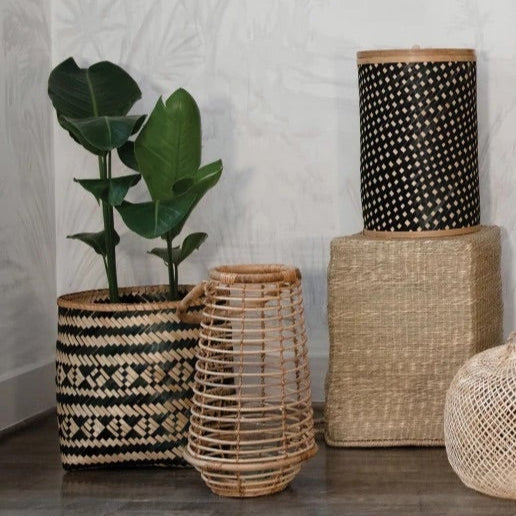 Black & Tan Bamboo Basket