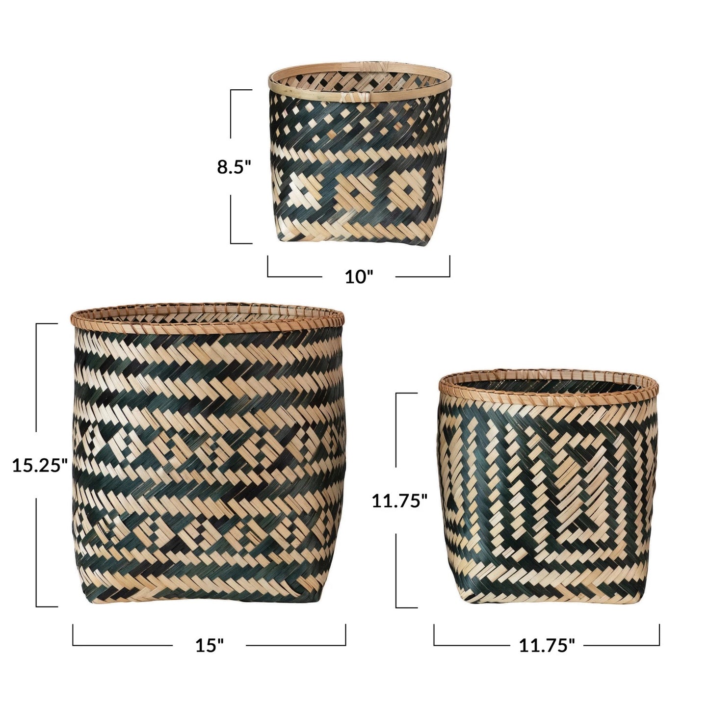 Black & Tan Bamboo Basket