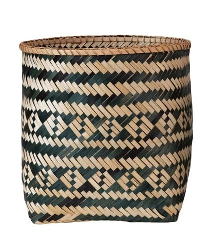Black & Tan Bamboo Basket