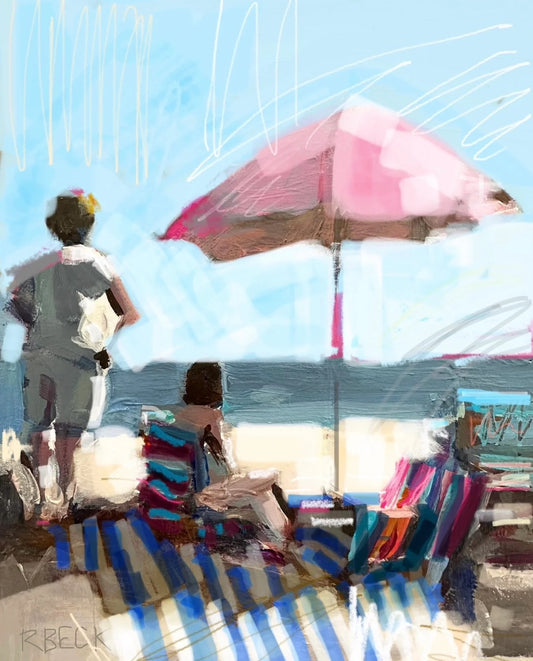 8x10 Unstretched Canvas Beach Goers Print