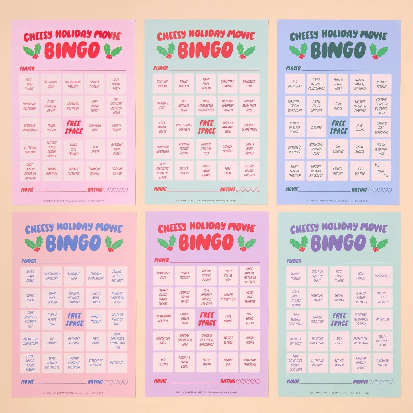 Cheesy Holiday Movie Bingo
