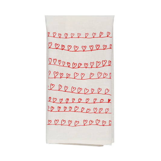 Hearts on a Wire Tea Towel