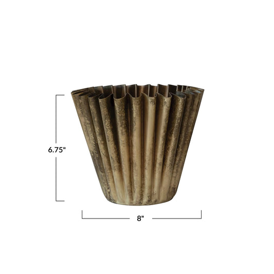 Fluted Brass Planter