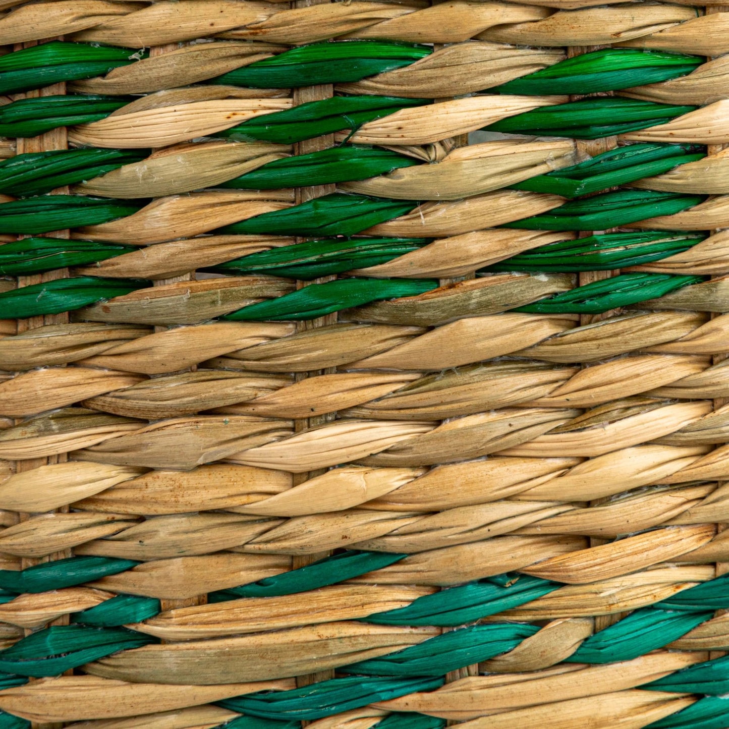 Lined Green Stripe Seagrass Basket