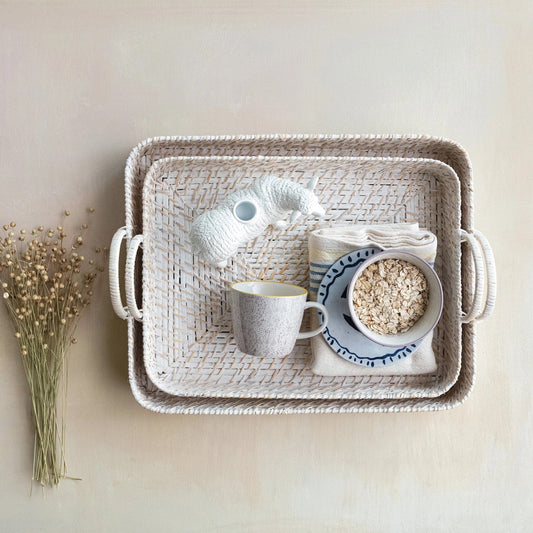 Whitewashed Bamboo Tray