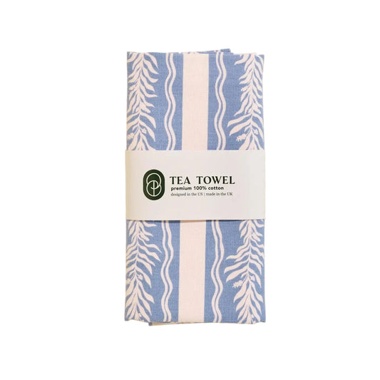 Blue Vine Stripe Tea Towel