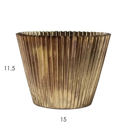 Fluted Brass Planter