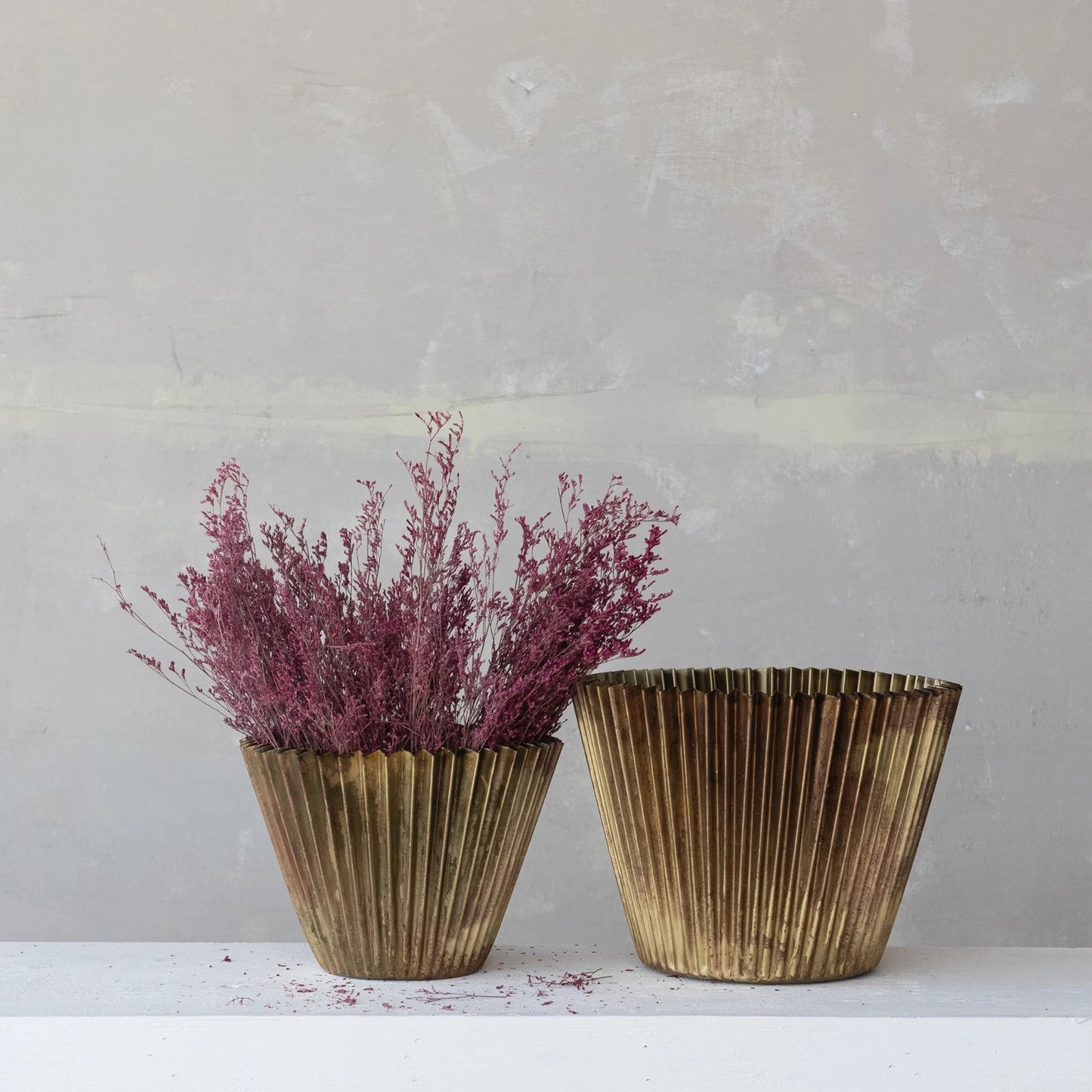 Fluted Brass Planter