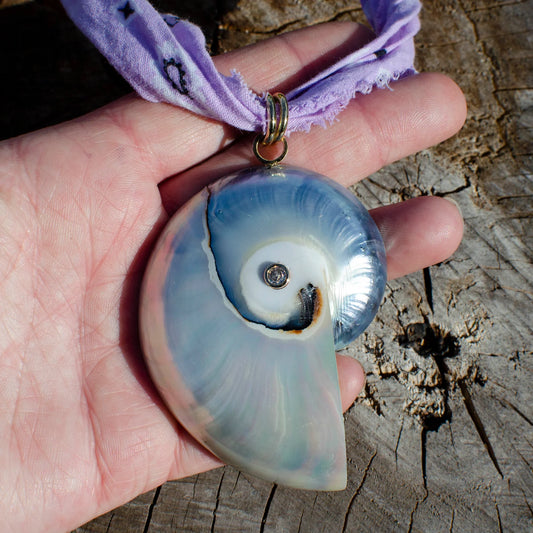 Purple Bandana Shell Sparkle Necklace