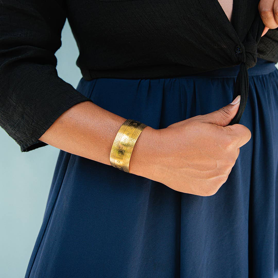 Antique Gold Garden Party Cuff Bracelet