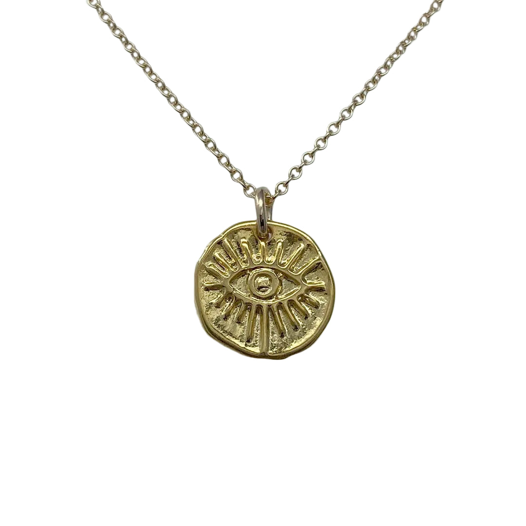 Gold Evil Eye Medallion Necklace