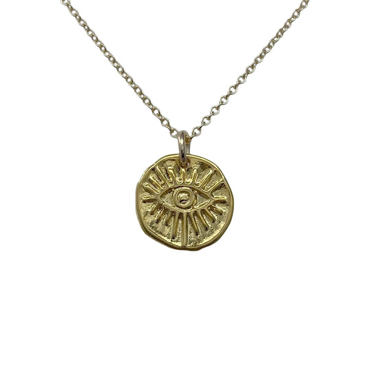 Gold Evil Eye Medallion Necklace