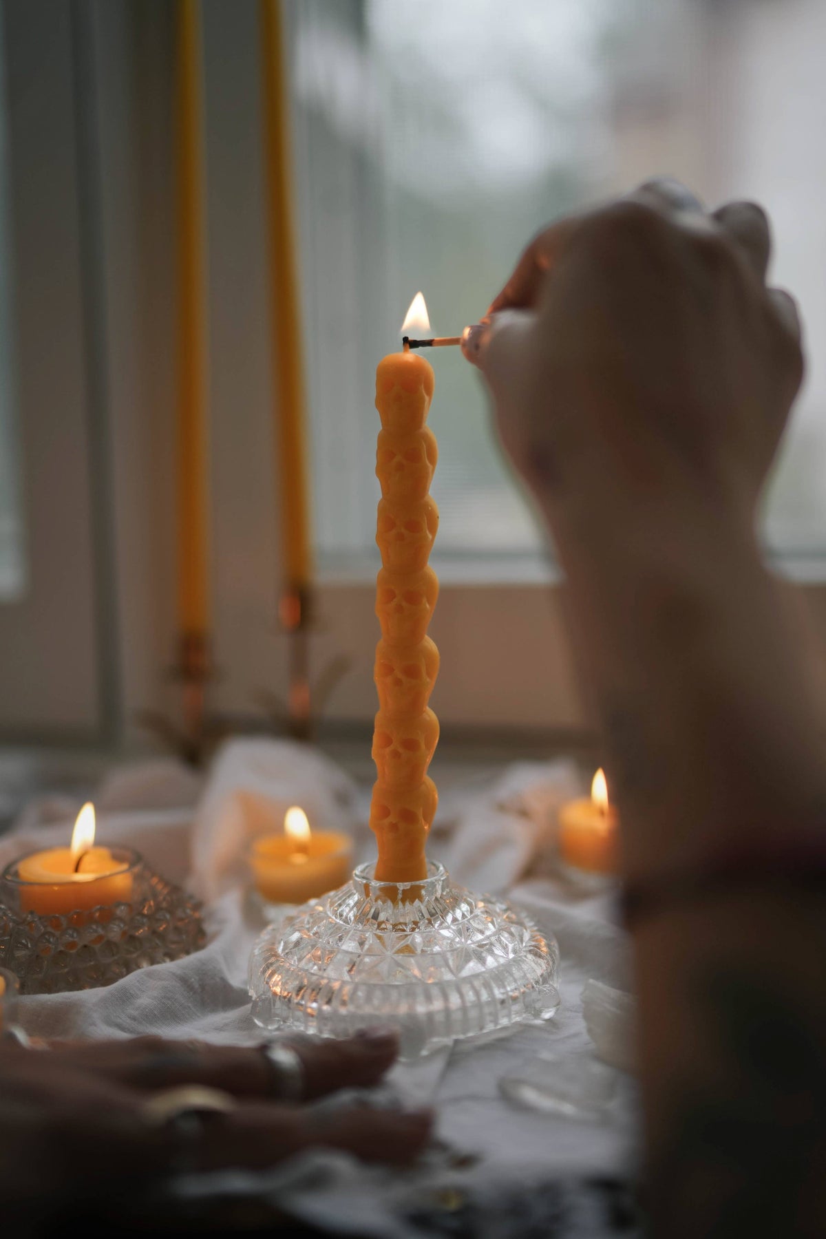 Beeswax Skull Taper Candle