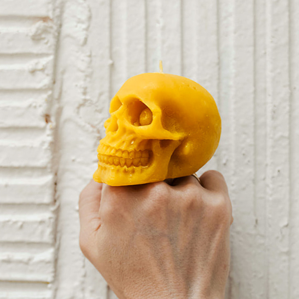 Beeswax Skull Candle