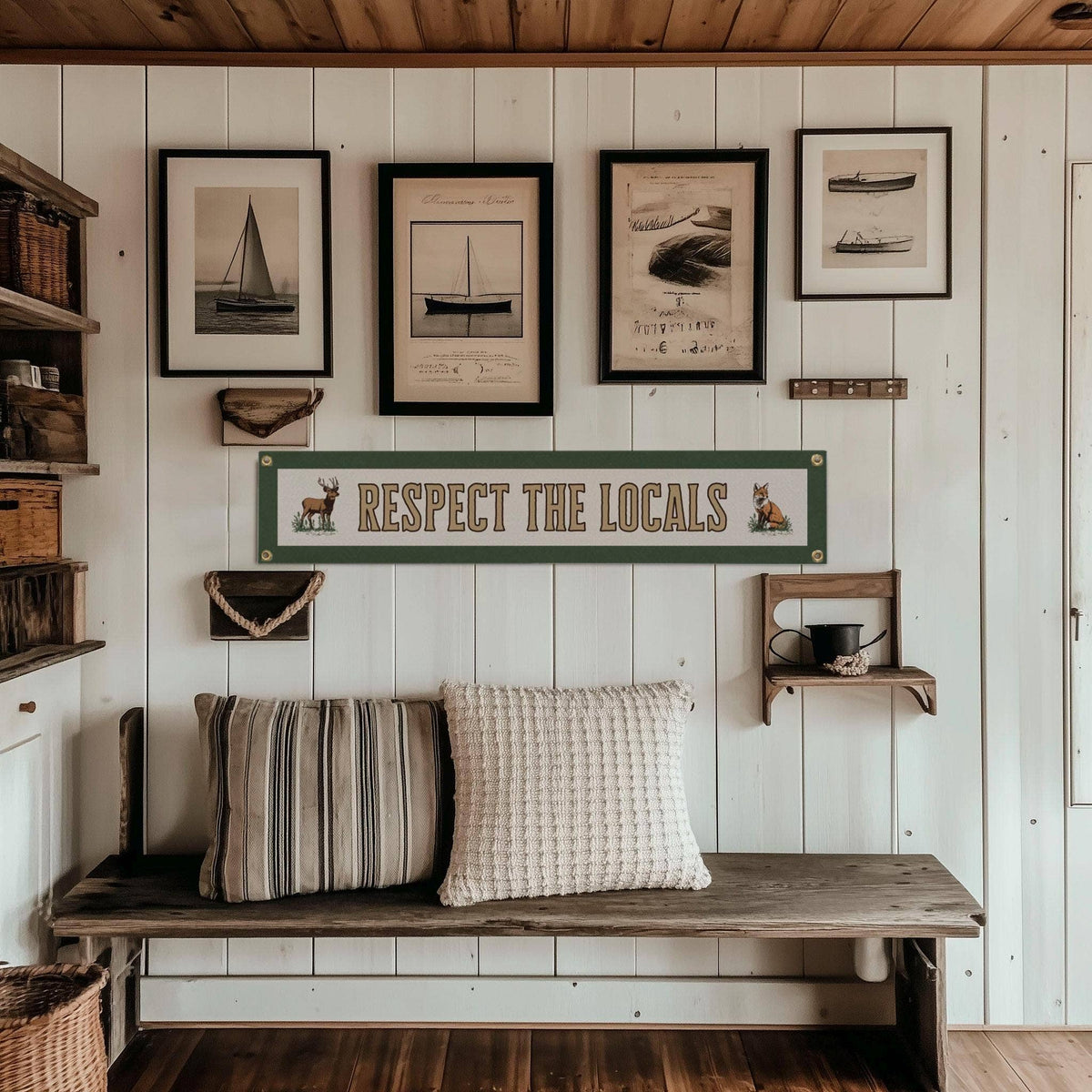 Vintage Respect The Locals Felt Banner