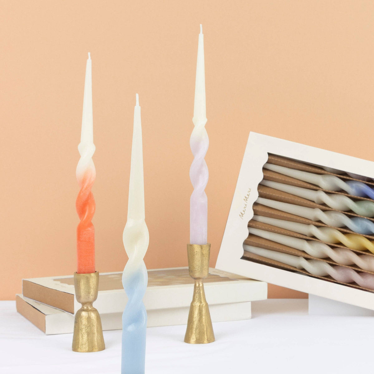 Rainbow Twisted Table Candle