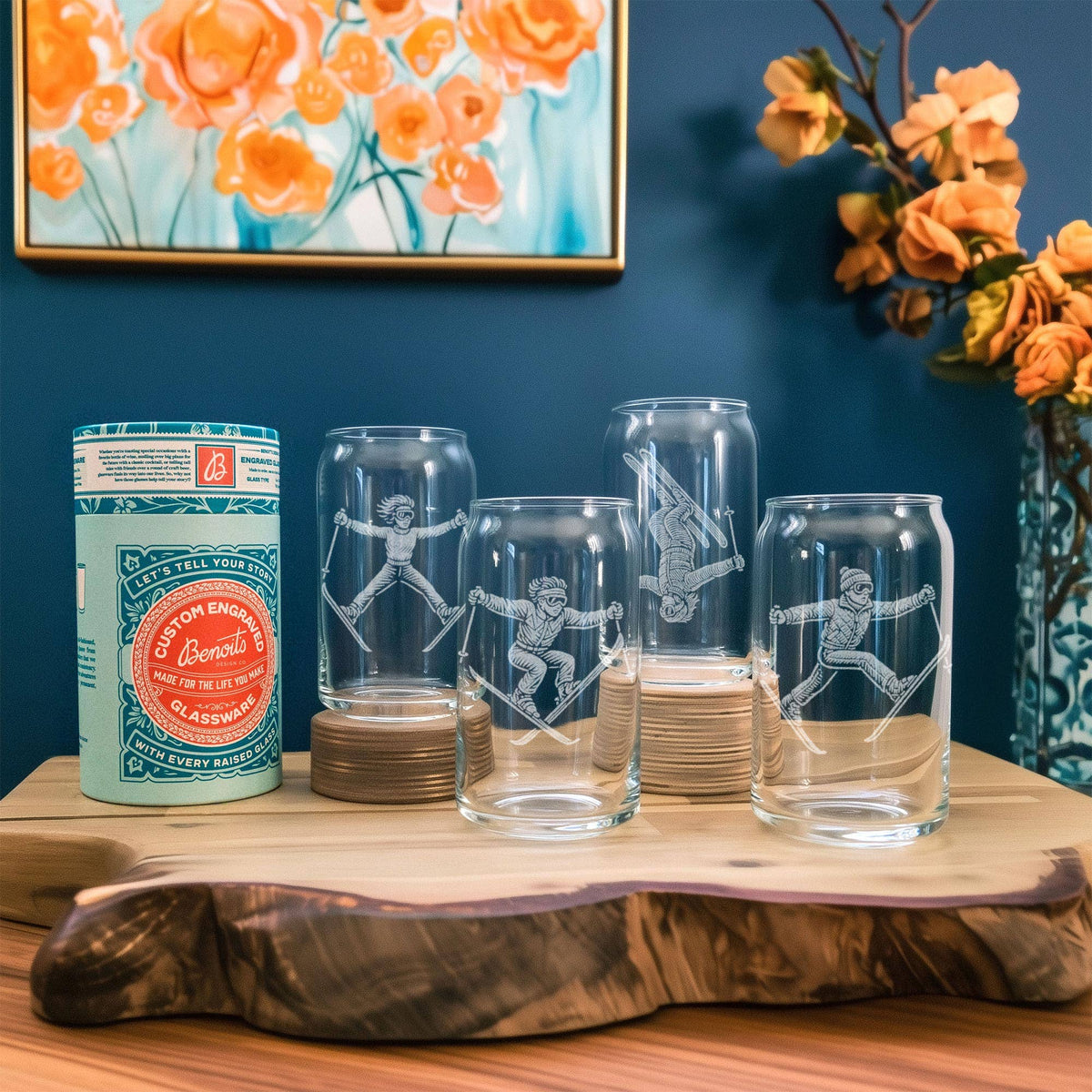 Ski Tricks Drinking Glass