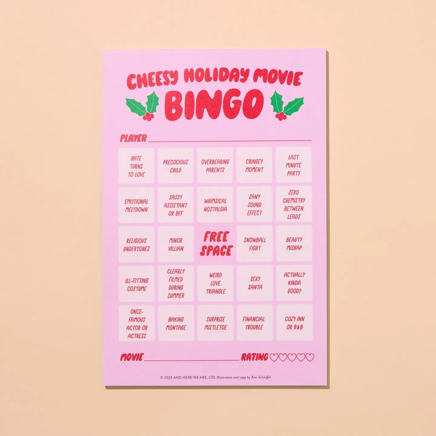 Cheesy Holiday Movie Bingo
