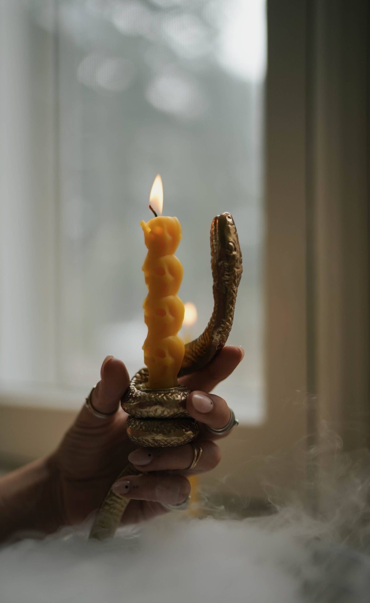 Beeswax Skull Taper Candle