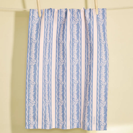 Blue Vine Stripe Tea Towel