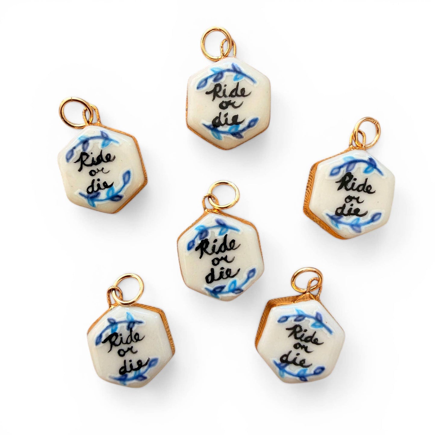 "Ride or Die” Hexagon Charm