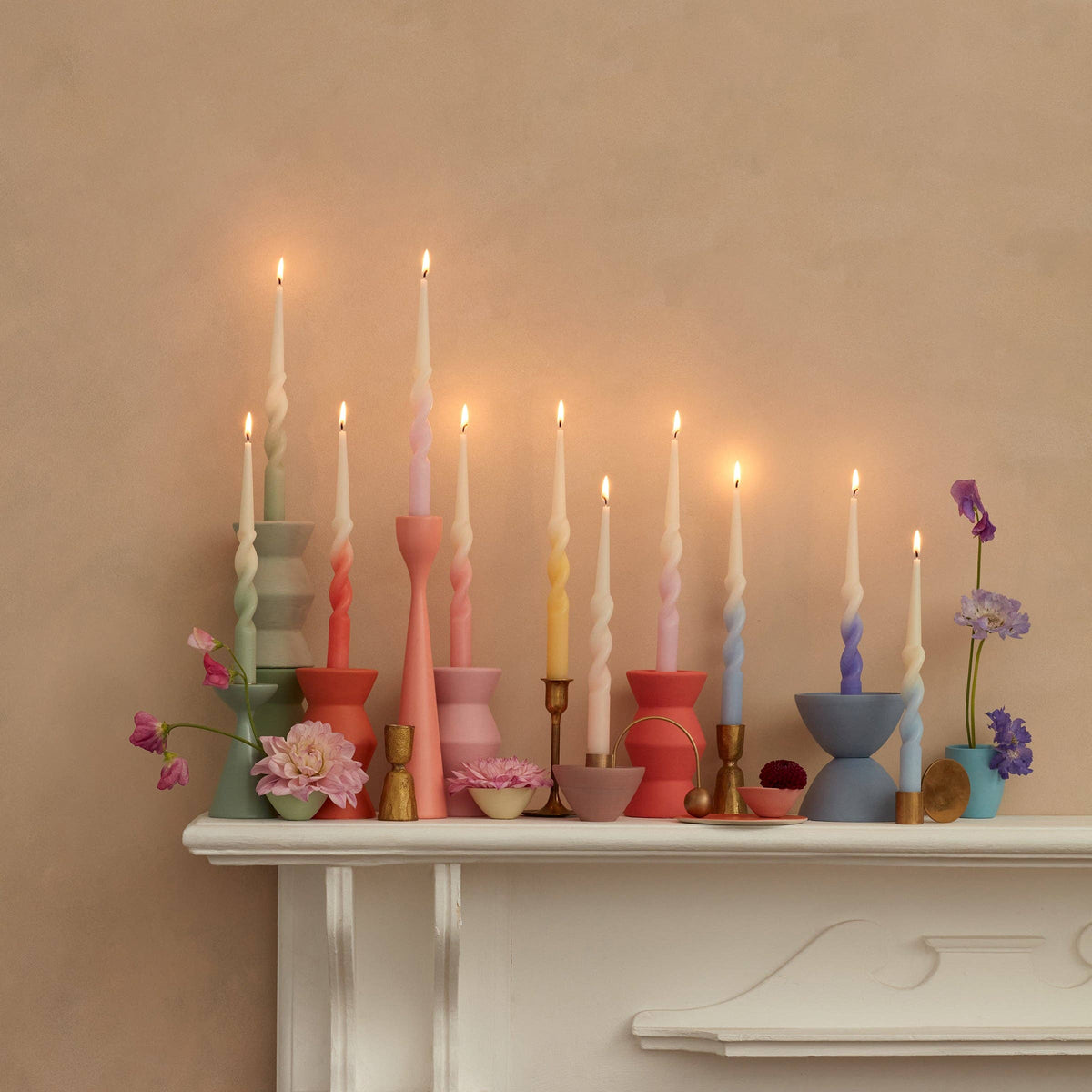 Rainbow Twisted Table Candle