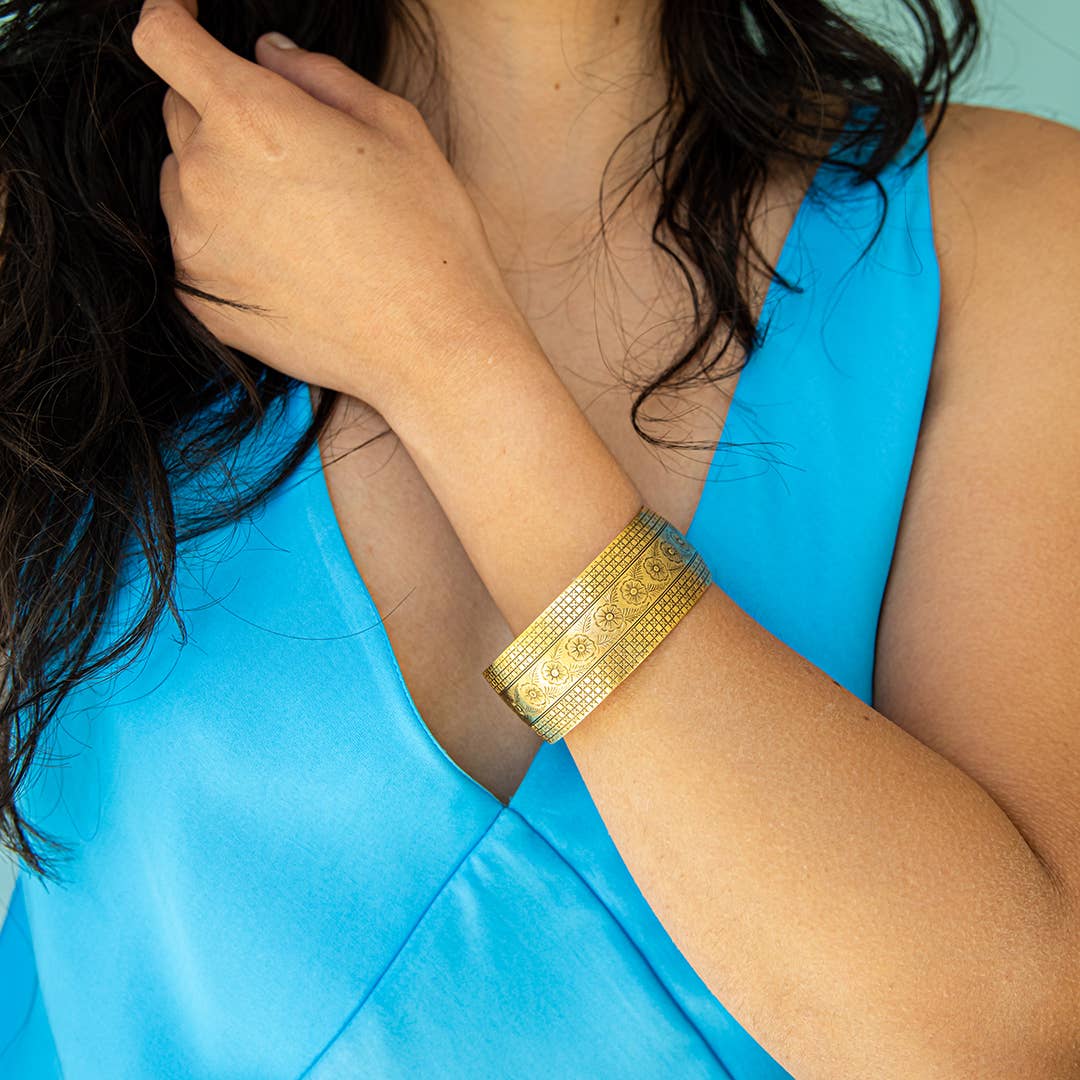 Antique Gold Garden Party Cuff Bracelet