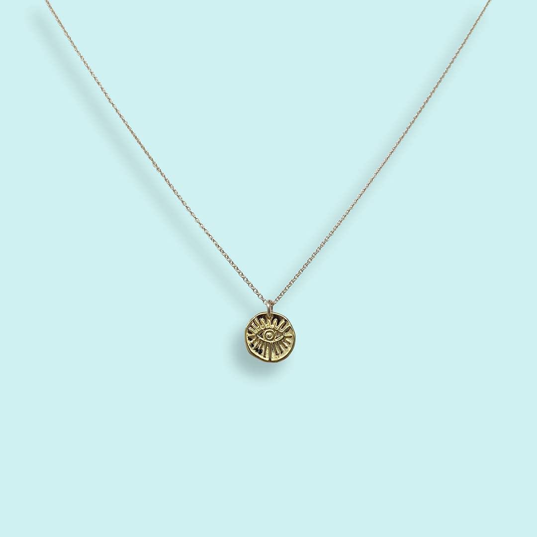 Gold Evil Eye Medallion Necklace