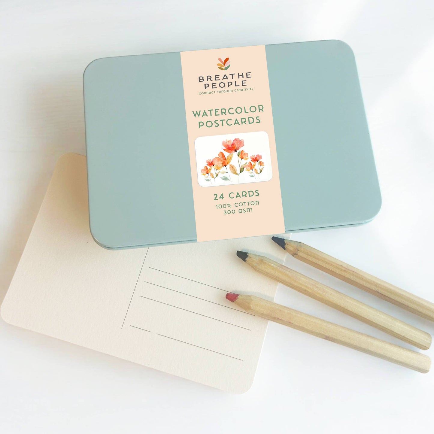 Watercolor Postcard Travel Tin