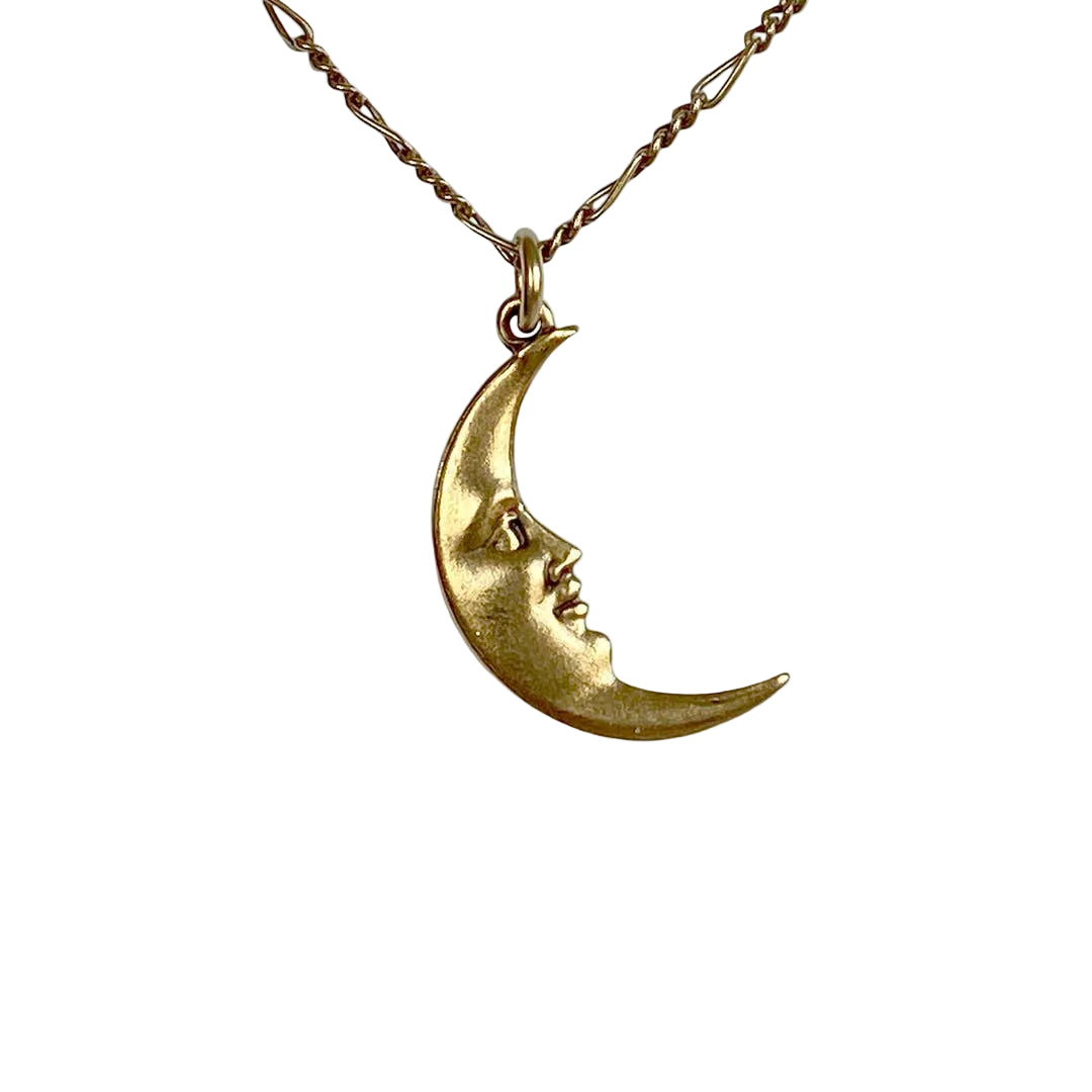Golden Man in the Moon Necklace