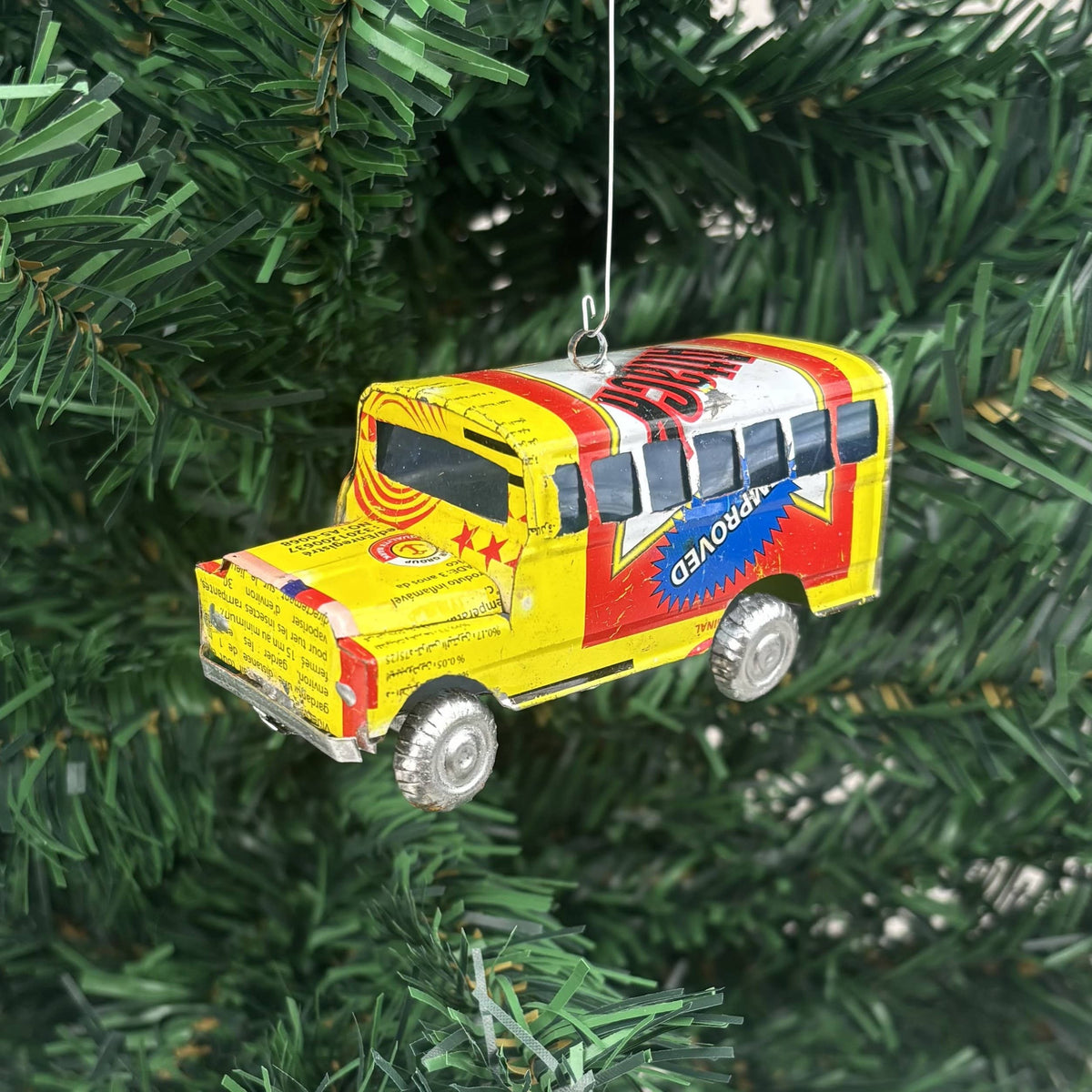 Tin Can School Bus Ornament
