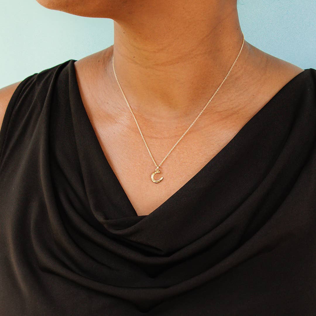 Tiny Gold Horseshoe Necklace