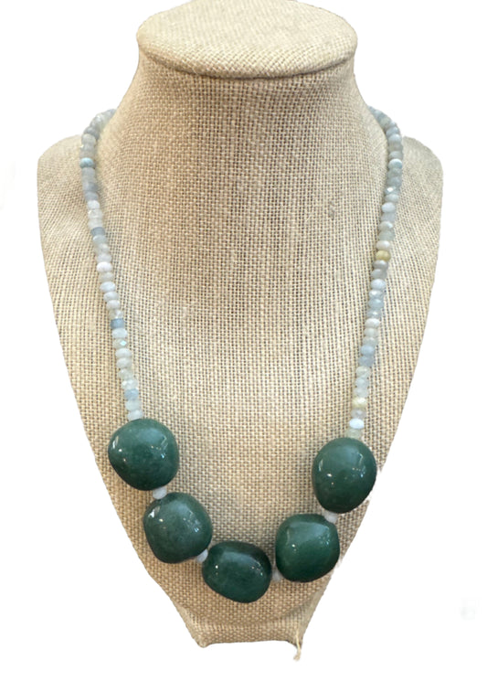 Aquamarine and Agate Necklace