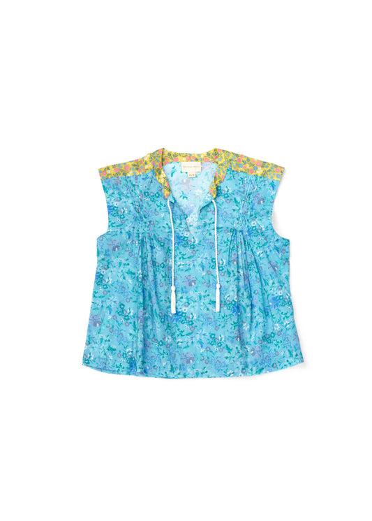 Amelia Top - Larger Floral Little Boy Blue