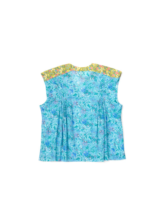 Amelia Top - Larger Floral Little Boy Blue