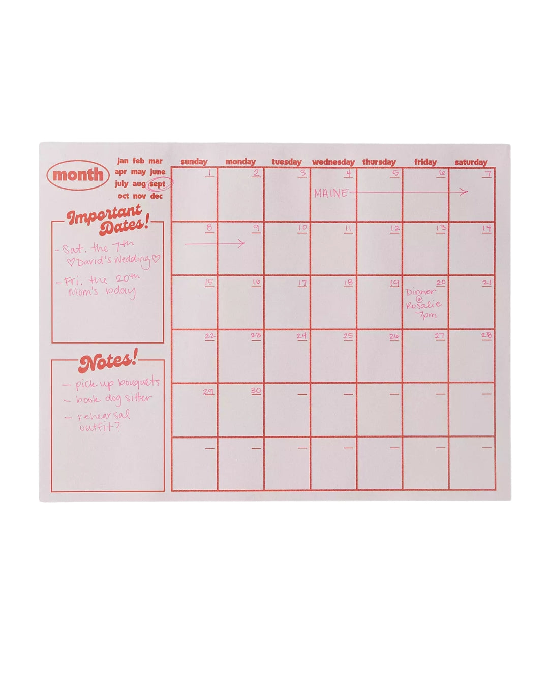 Monthly Notepad