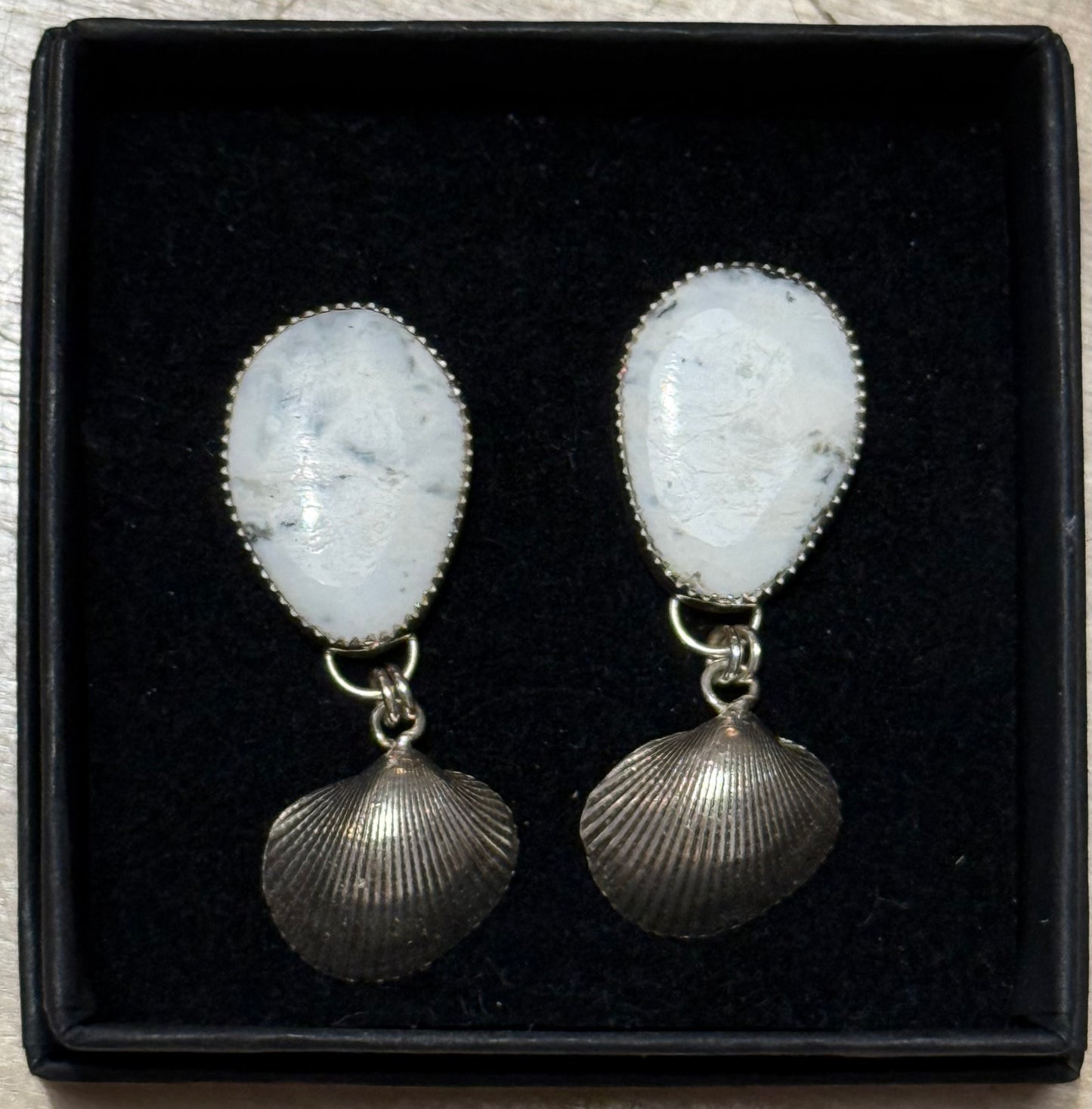 White Mist Drop Earrings