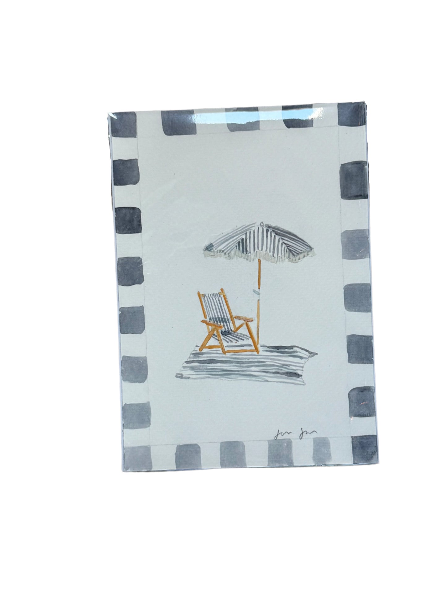 Beach Chair & Umbrella Watercolor