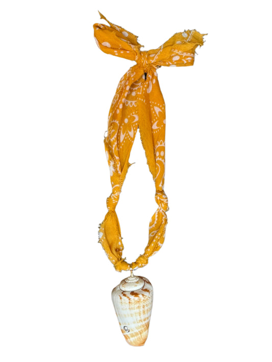 Orange Bandana Shell Sparkle Necklace