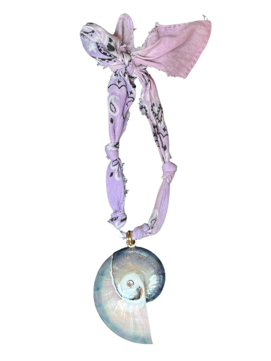 Purple Bandana Shell Sparkle Necklace