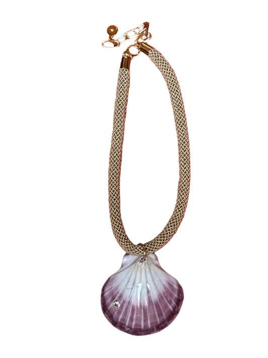Purple Scallop Inlay Shell Necklace