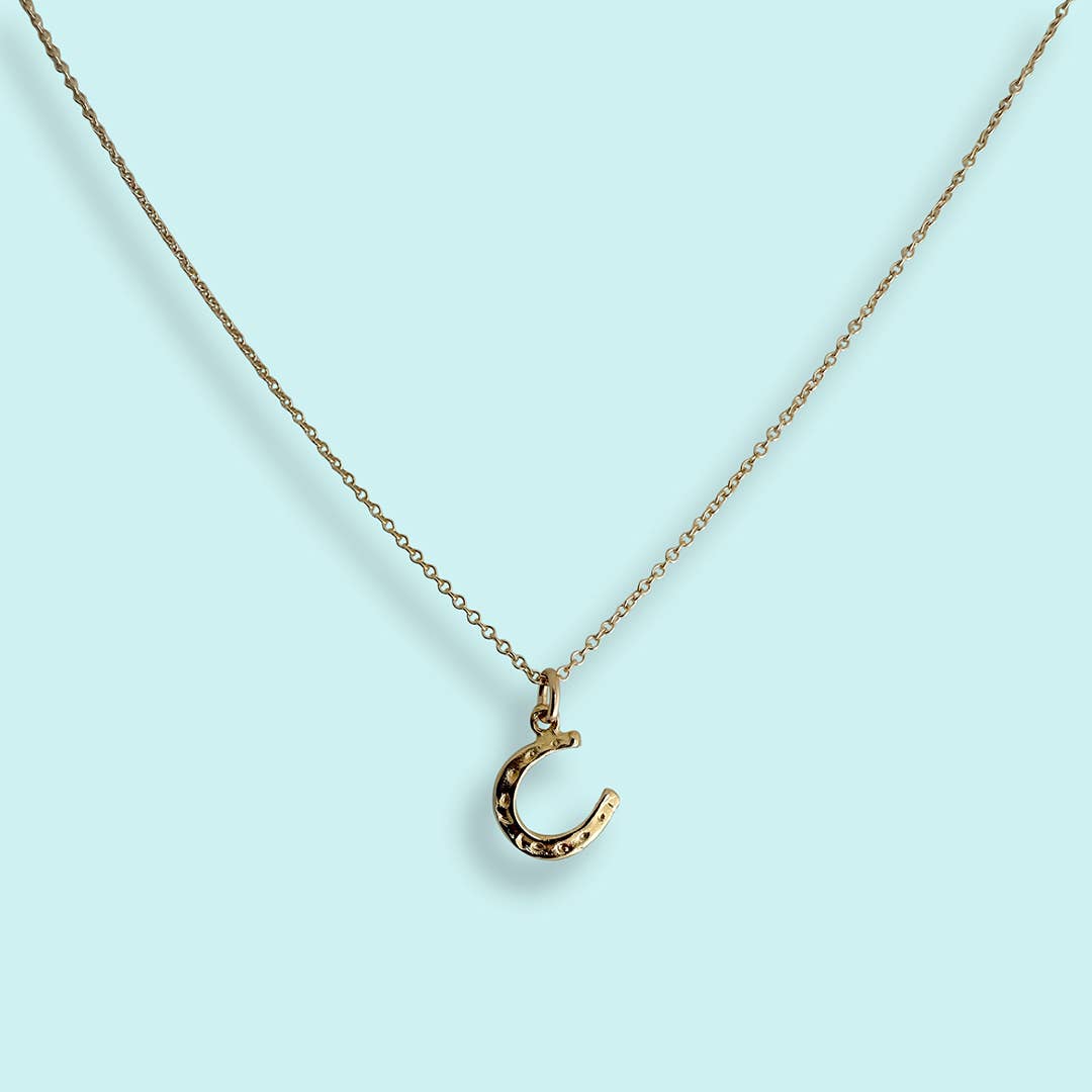 Tiny Gold Horseshoe Necklace